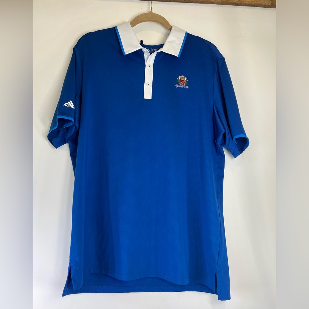 Adidas Climacool Blue Men's Golf Polo Country Club Logo Large